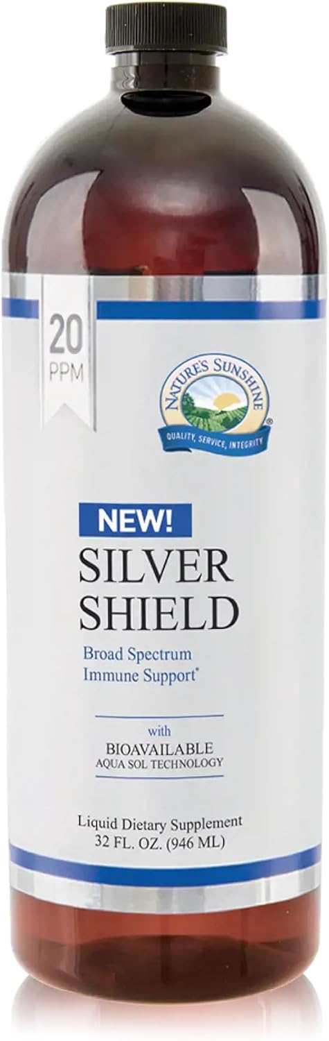 Nature's Sunshine Silver Shield Liquid, 16 Fl Oz | Colloidal Silver Liquid with Aqua Sol Technology Provides Immune Support and Protection
