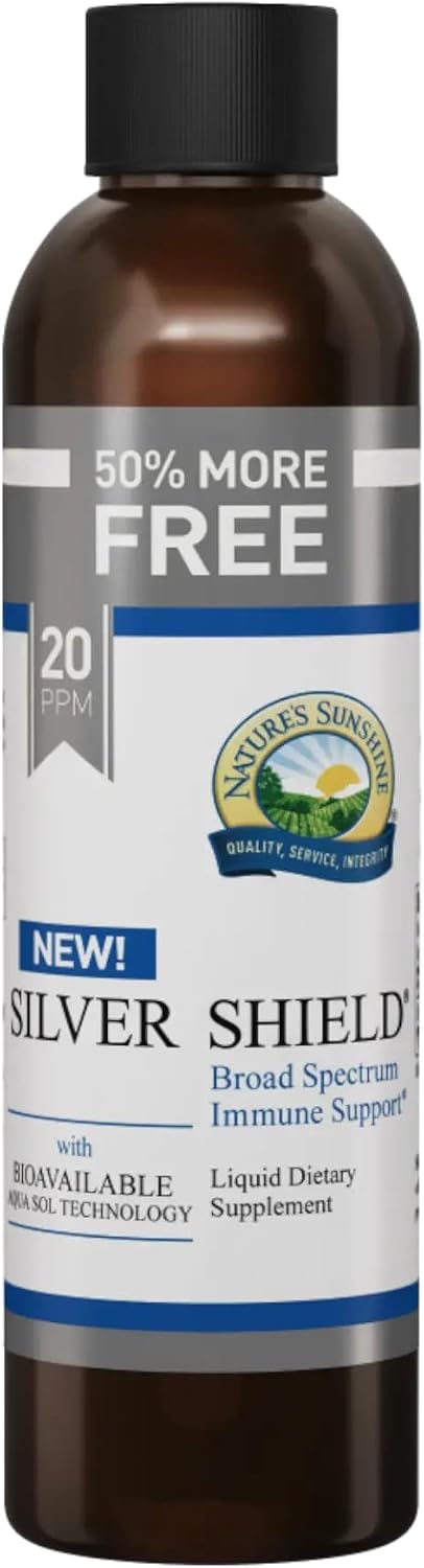 Nature's Sunshine Silver Shield Liquid, 16 Fl Oz | Colloidal Silver Liquid with Aqua Sol Technology Provides Immune Support and Protection