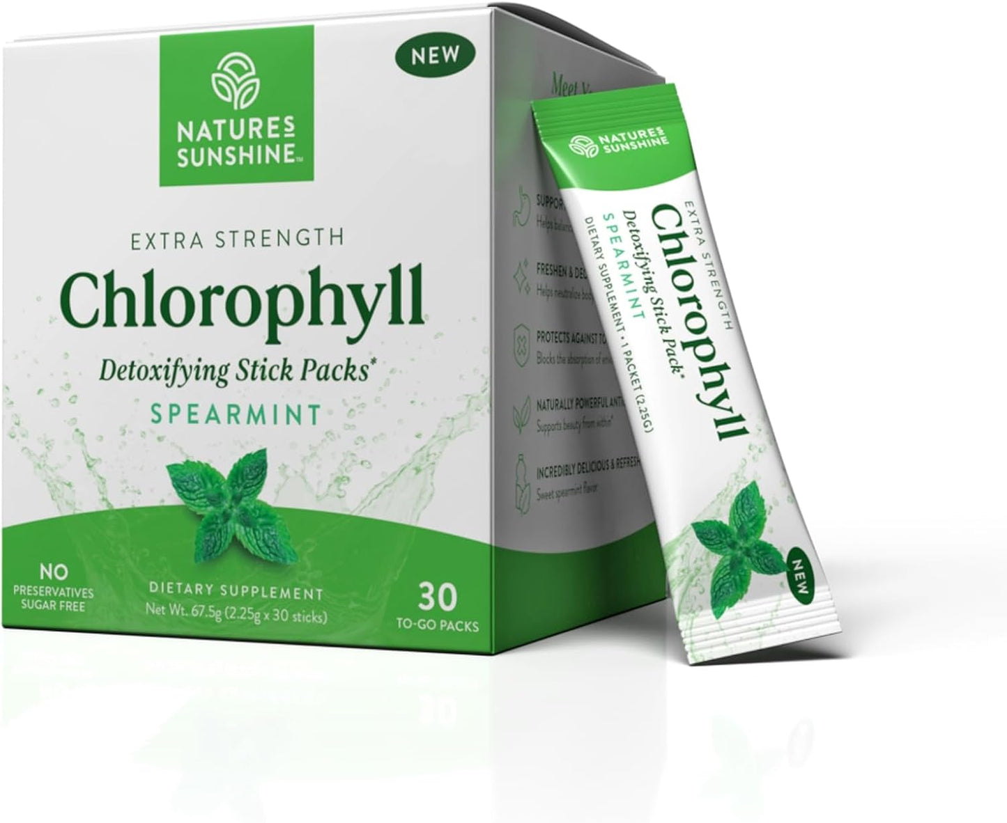 Nature's Sunshine Chlorophyll Stick Packs: Supercharge Your Detox and Boost Gut Health in Convenient, Delicious Stick Packs (Lime Twist)