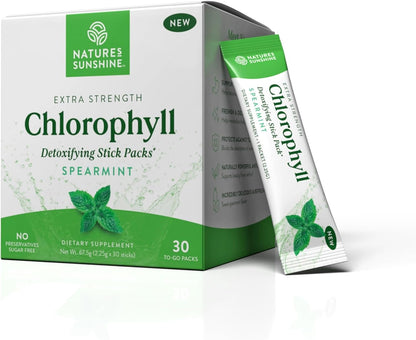 Nature's Sunshine Chlorophyll Stick Packs: Supercharge Your Detox and Boost Gut Health in Convenient, Delicious Stick Packs (Lime Twist)