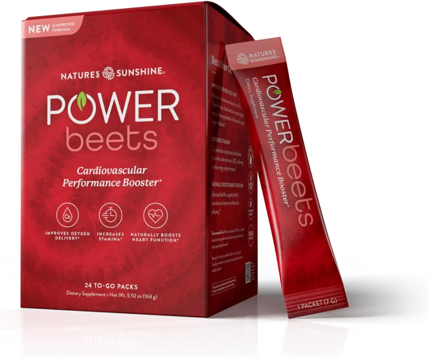 Nature's Sunshine Power Beets – Patented Nutrient Blend of Beet Root Powder and Nutrients to Promote Performance, Mental Clarity, & Vitality – Non-GMO, Soy & Gluten Free – 24 to-Go Packs