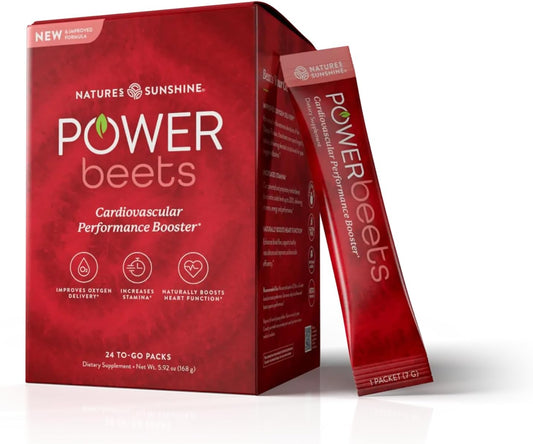 Nature's Sunshine Power Beets – Patented Nutrient Blend of Beet Root Powder and Nutrients to Promote Performance, Mental Clarity, & Vitality – Non-GMO, Soy & Gluten Free – 24 to-Go Packs