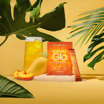 Nature's Sunshine Marine Glo Collagen - Defend Against Blue Light, Support for Skin & Eye Health, Reduce Wrinkles - 30 Stick Packs